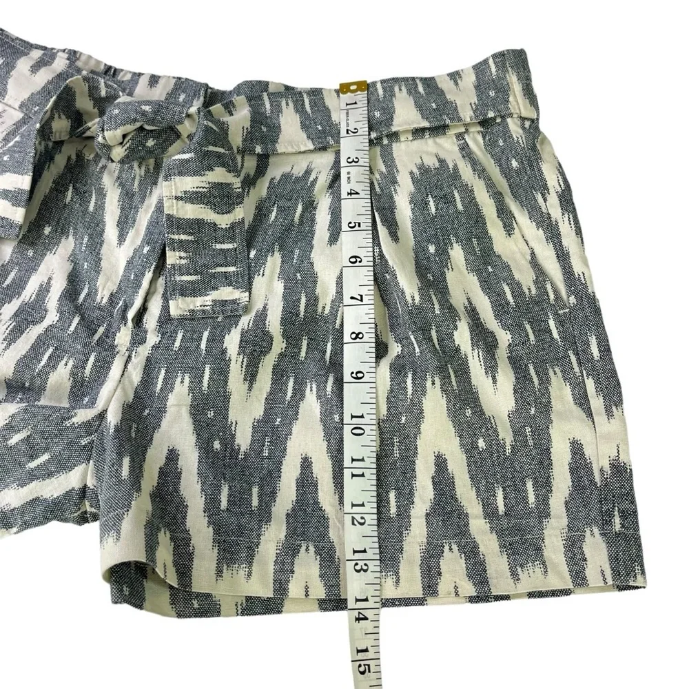 J.Crew Ikat Pleated Bow Tie Belt High Waist Gray Off White Womens Shorts Size 14